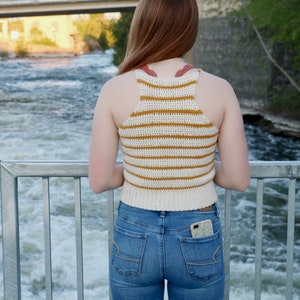 CROCHET PATTERN Sunset Stripes Tank / Striped Tank Top / Racer Back Crochet Tank Top / Striped Crop Tank Top imagen 3