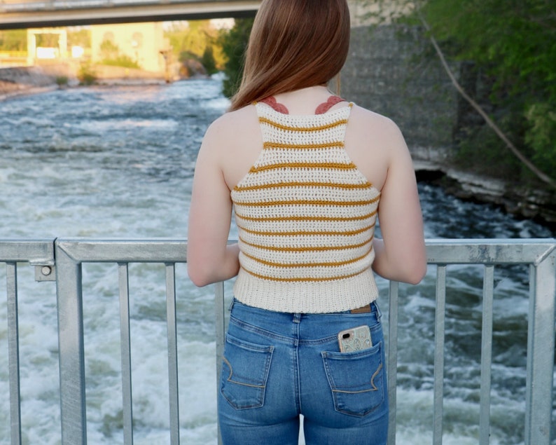 CROCHET PATTERN Sunset Stripes Tank / Striped Tank Top / Racer Back Crochet Tank Top / Striped Crop Tank Top imagen 3