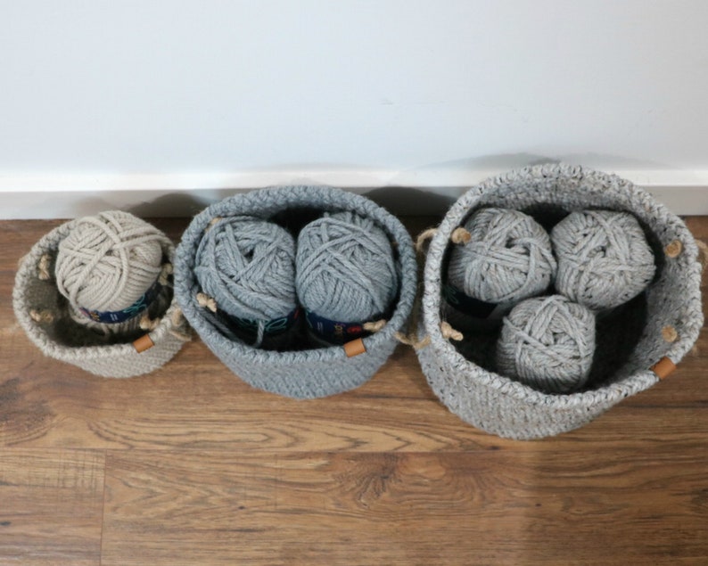 CROCHET PATTERN Rustic Farmhouse Style Nesting Baskets image 8