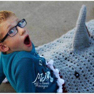 CROCHET PATTERN Shark Blanket Pdf Digital Download Bulky & Quick Shark Blanket Crochet Pattern by MJ's Off The Hook Designs image 2