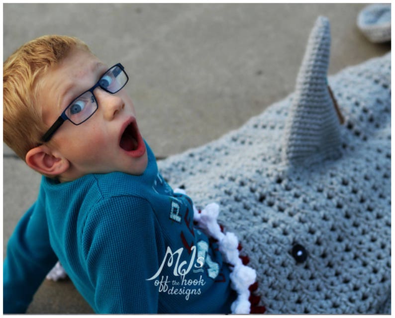 CROCHET PATTERN Shark Blanket Pdf Digital Download Bulky & Quick Shark Blanket Crochet Pattern by MJ's Off The Hook Designs image 2