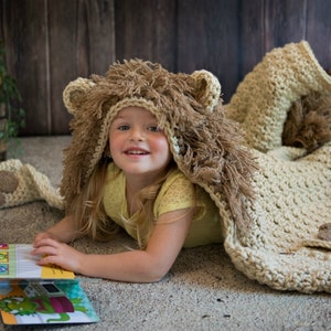 CROCHET PATTERN Hooded Lion Blanket / Lion Costume / Jungle Blanket / Hooded Kids Blanket / image 4