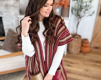CROCHET PATTERN & VIDEO/ The Suzette Ruana, Crochet Ruana Pattern, Easy Crochet Garment, Xs-5X, Sleeveless Cardigan, Pdf, Gifting, Shawl