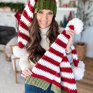 CROCHET PATTERN & VIDEO/ Christmas Elf Hat, Santa Hat, Crochet Hat pdf Pattern image 3