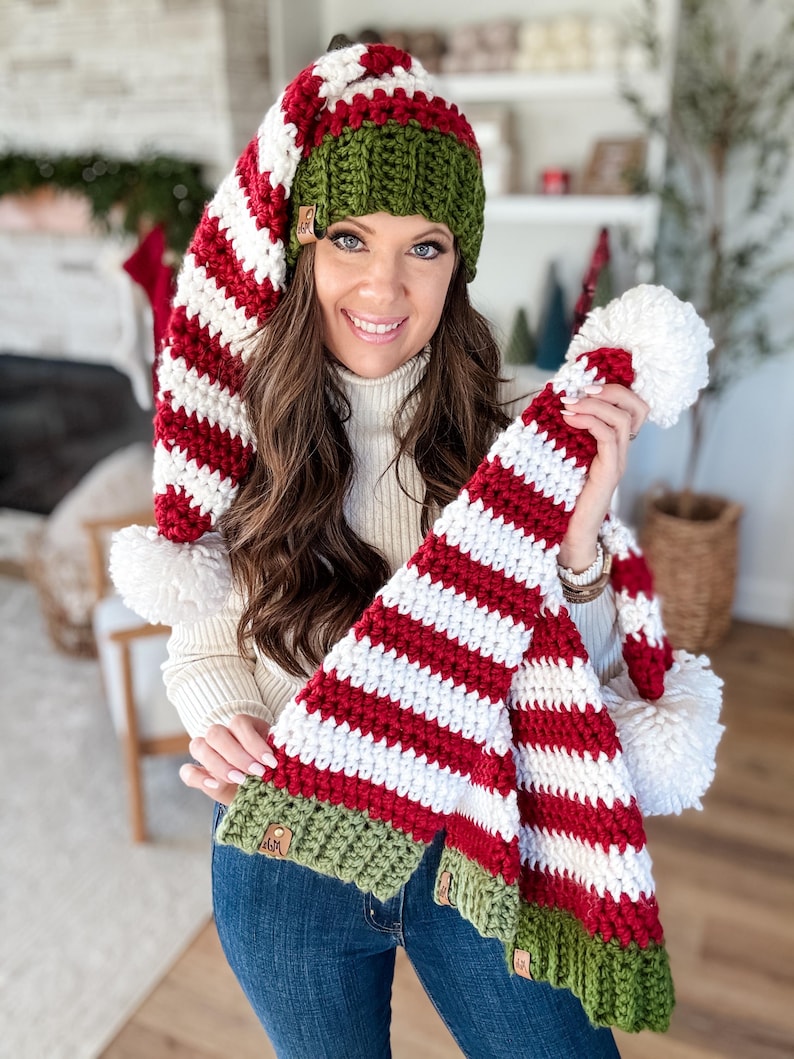 CROCHET PATTERN & VIDEO/ Christmas Elf Hat, Santa Hat, Crochet Hat pdf Pattern image 3