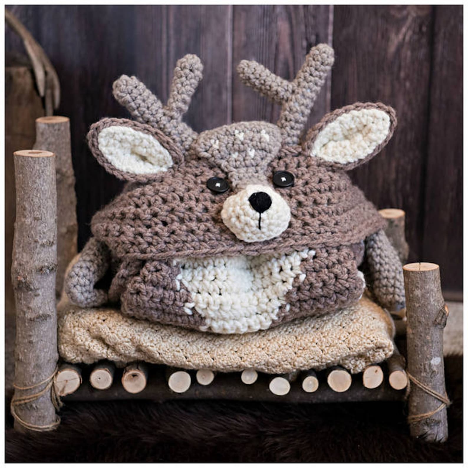 CROCHET PATTERN Woodland Deer Blanket Hooded Woodland Deer Etsy Canada