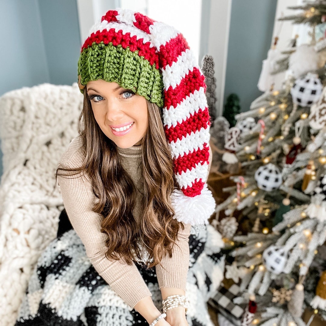 Crochet Pattern for Christmas Stocking Cap, Santa or Elf Hat