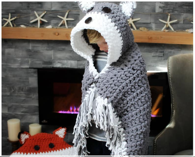 CROCHET PATTERN Wolf Fox blanket Wolf Fox Costume Bulky & Quick Wolf Fox Crochet Pattern by MJ's Off The Hook Designs image 6