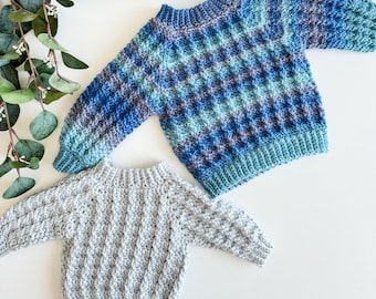CROCHET PATTERN & VIDEO/ Winter Wonder Children Pullover, Children's Crochet Sweater Pattern, Top-down crochet sweater pattern