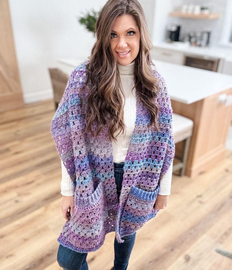 CROCHET PATTERN & VIDEO/ Chunky Granny Stitch Pocket Shawl, Crochet Shawl WIth Pockets Pattern, Easiest Crochet Pattern, Beginner, Easy, Pdf bild 5