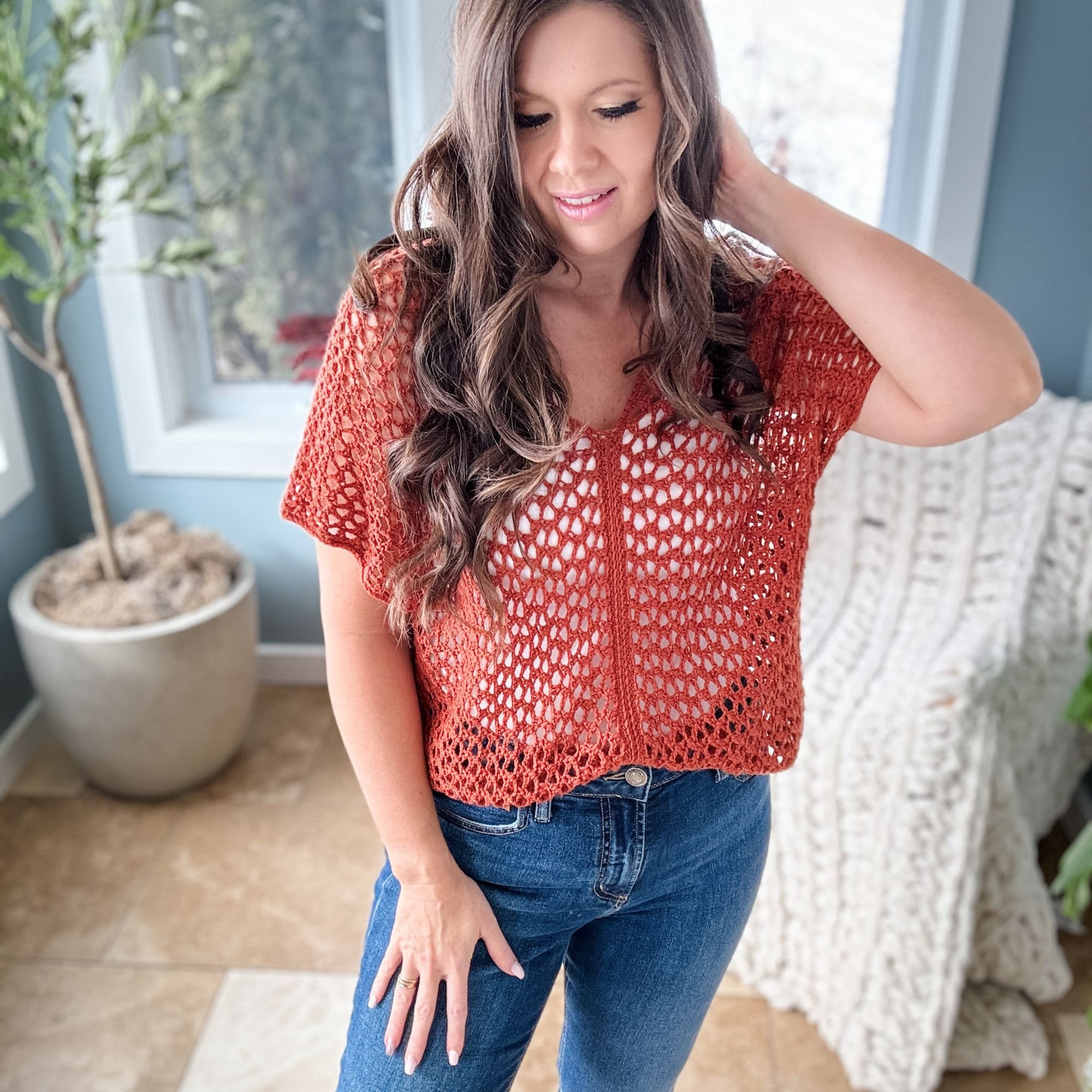 CROCHET PATTERN & VIDEO/ Rusty Road Crop Top, Womens Crochet Top