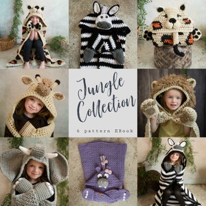 Crochet Pattern Ebook / Jungle Collection Hooded Blankets