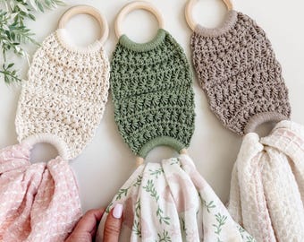 CROCHET PATTERN & VIDEO/ Star Stitch Towel Holder Pattern, Spring, Gifting, Kitchen Decor, Gift Tags, Quick Crochet Pattern