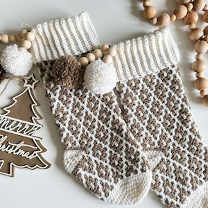 CROCHET PATTERN & Video / Merry Mosaic Stocking, Crochet Christmas Stocking, Mosaic Crochet Pattern, Christmas Decor