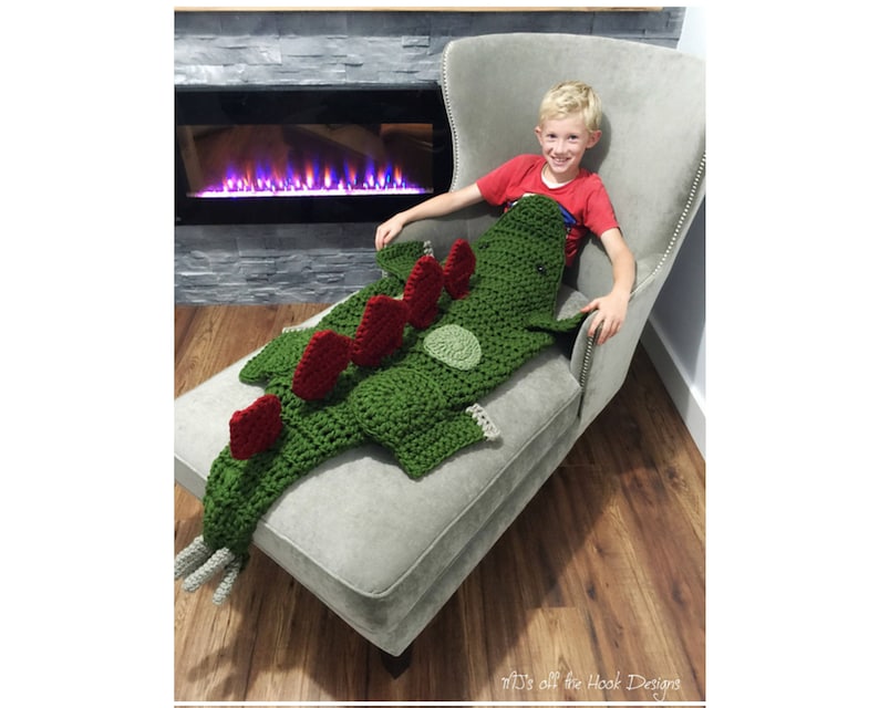 CROCHET PATTERN Stegosaurus Blanket Dino Blanket Pattern Bulky & Quick Stegosaurus Blanket Crochet Pattern MJ's Off The Hook Designs image 1