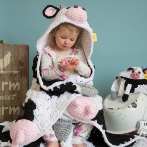 CROCHET PATTERN / Hooded Cow Blanket / Digital download / Baby Cow Blanket / Cow Costume image 10