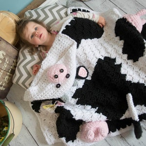 CROCHET PATTERN / Hooded Cow Blanket / Digital download / Baby Cow Blanket / Cow Costume image 8