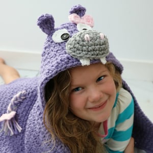 CROCHET PATTERN Hooded Hippo Blanket