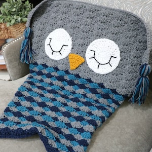 CROCHET PATTERN Sleepy Owl Cocoon Blanket image 10