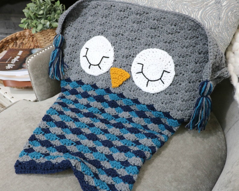 CROCHET PATTERN Sleepy Owl Cocoon Blanket image 10