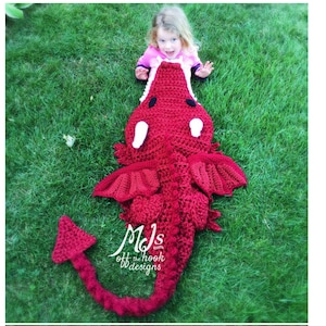 CROCHET PATTERN Dragon Blanket Pdf Digital Download Bulky & Quick Dragon Blanket Crochet Pattern MJ's Off The Hook Design image 4