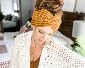 CROCHET PATTERN & VIDEO/ Harvest Twist Ear Warmer, crochet headband pattern, easy crochet headband, crochet pdf pattern