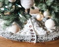 CROCHET PATTERN & VIDEO/ Buttons and Bobbles Tree Skirt, crochet christmas tree skirt, holiday decor, crochet tree skirt, gift idea