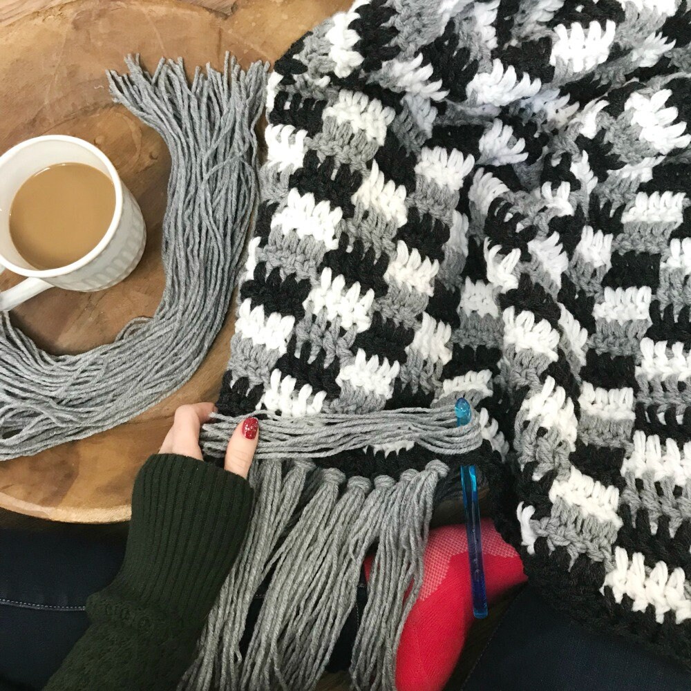 CROCHET PATTERN Rustic Farmhouse Plaid Throw Blanket Etsy Canada