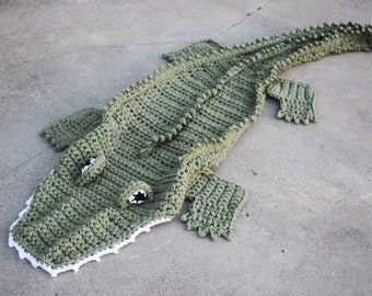 CROCHET PATTERN Alligator Blanket - Alligator Costume Pattern - Bulky & Quick Alligator Blanket Crochet Pattern by MJ's Off The Hook Designs