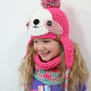 CROCHET PATTERN Sloth Hat, Cowl and Mitten Set image 8