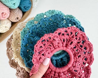 CROCHET PATTERN & VIDEO/ Caribbean Seashore Scrunchie, Crochet Scrunchie Pattern, Crochet Hair Accessory, Crochet Hair Tie, Pdf Pattern