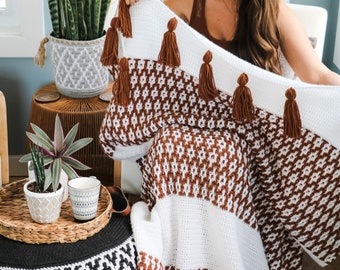 CROCHET PATTERN / Desert Dunes Mosaic Blanket / Overlay Mosaic Crochet Pattern