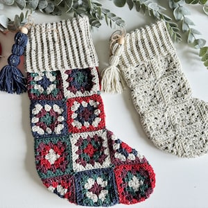 CROCHET PATTERN// Granny Square Stocking, Crochet stocking pattern, Christmas Stocking Patttern