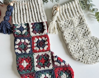 CROCHET PATTERN// Granny Square Stocking, Crochet stocking pattern, Christmas Stocking Patttern