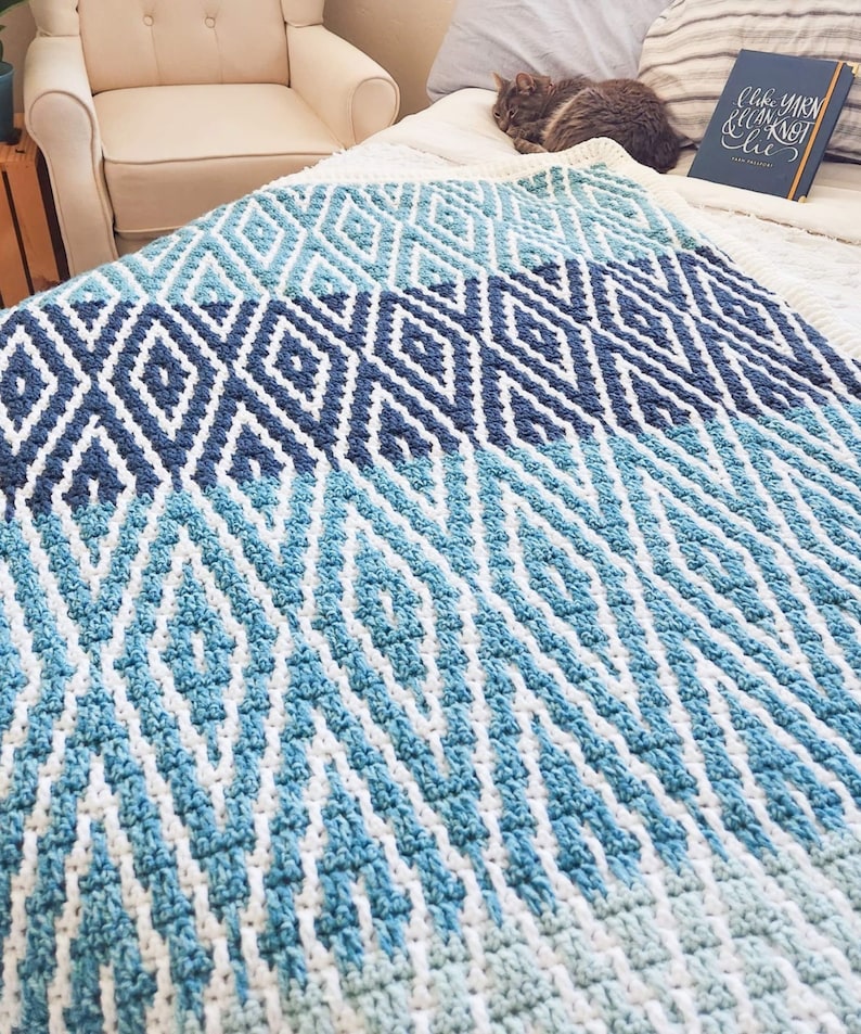 Mosaic Crochet Pattern / Glistening Glacier Afghan Baby and Throw Size afbeelding 2