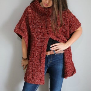 CROCHET PATTERN Cable Poncho - Poncho Crochet Pattern - Autumn Breeze Cable Poncho Crochet Pattern by MJ&#39;s Off The Hook Design