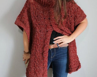 CROCHET PATTERN Cable Poncho - Poncho Crochet Pattern - Autumn Breeze Cable Poncho Crochet Pattern by MJ's Off The Hook Design