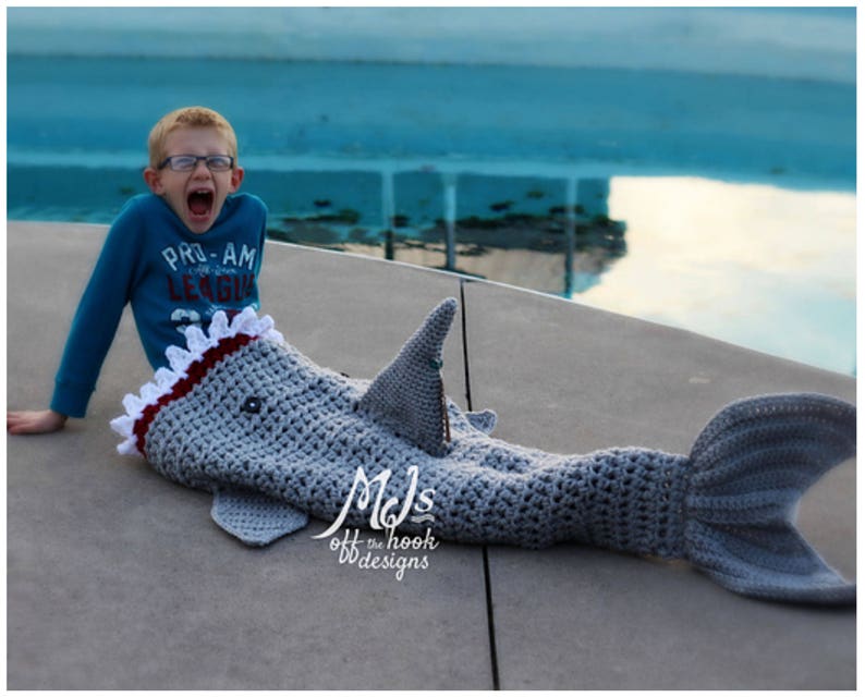 CROCHET PATTERN Shark Blanket Pdf Digital Download Bulky & Quick Shark Blanket Crochet Pattern by MJ's Off The Hook Designs image 4