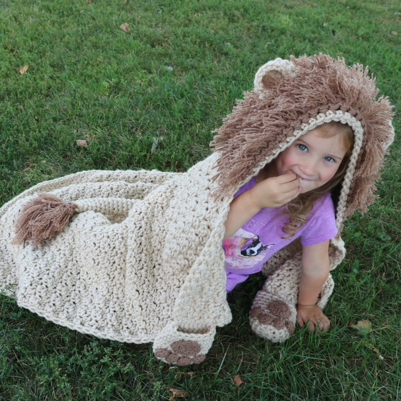 CROCHET PATTERN Hooded Lion Blanket / Lion Costume / Jungle Blanket / Hooded Kids Blanket / image 10