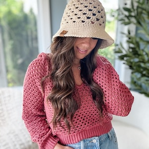 CROCHET PATTERN/ Wallflower Granny Stitch Hat, Crochet Bucket Hat Pattern, Crochet Summer Hat Pattern 画像 2