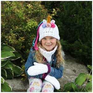 CROCHET PATTERN Unicorn Ponytail hat Set image 3