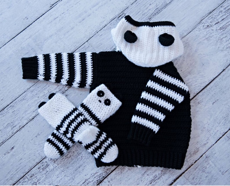CROCHET PATTERN Panda Hoodie and Crochet Socks Panda Hoodie Crochet Pattern Panda Hoodie and Socks Pattern by MJ Off The Hook Design image 6