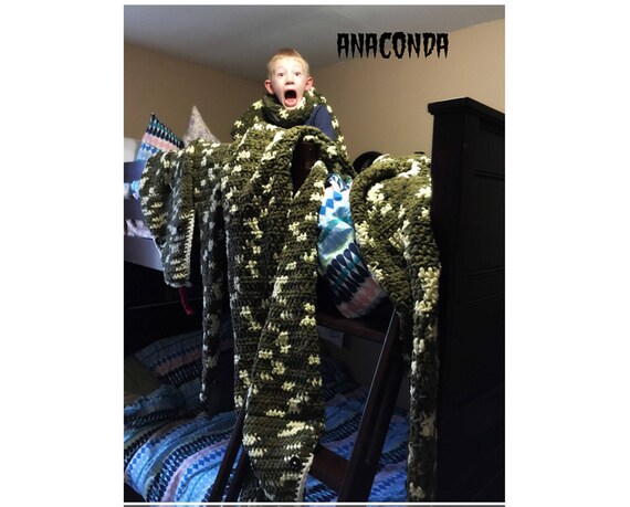 anaconda snake blanket crochet pattern crochet pattern for etsy