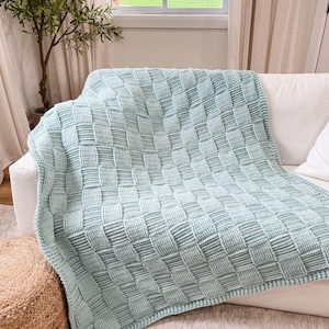 CROCHET PATTERN & VIDEO/ Seabreeze Basket Weave Blanket, Crochet Throw Blanket Pattern, Gifting, Home Decor, 5 sizes, Pdf, Baby Blanket