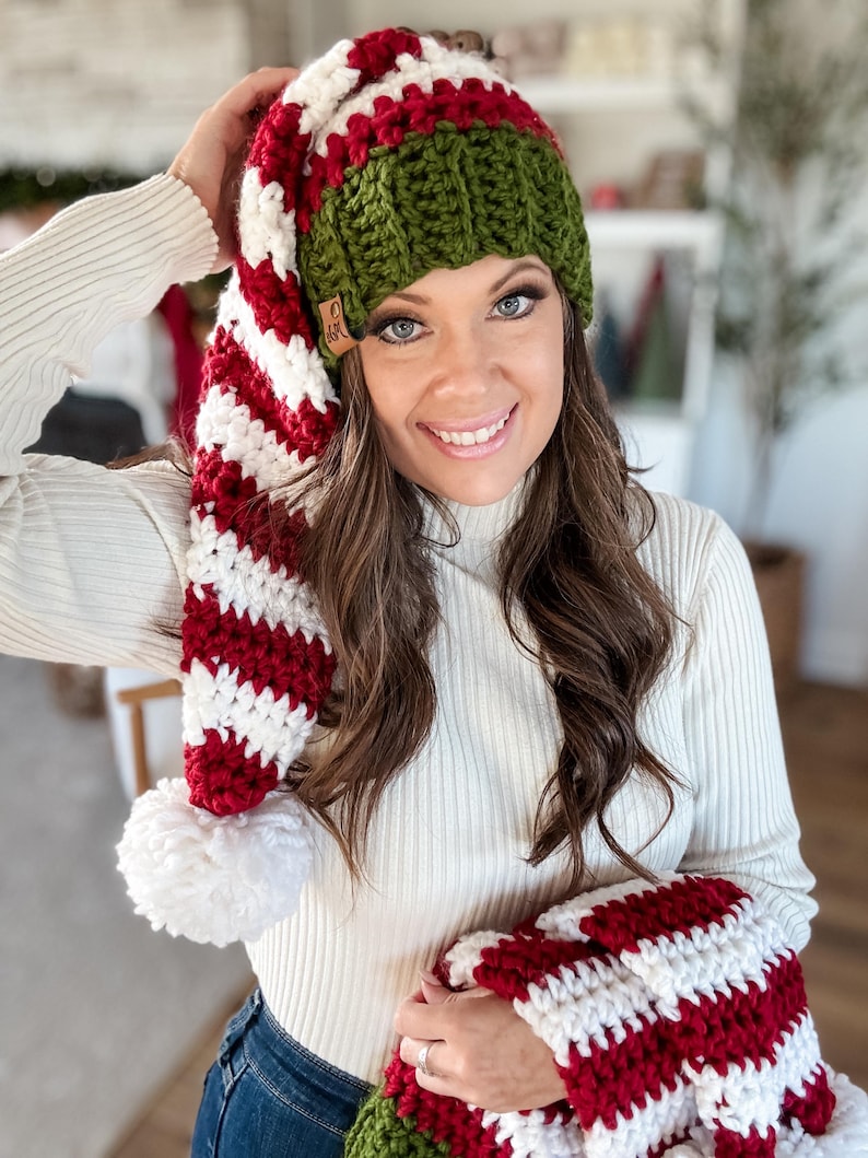 CROCHET PATTERN & VIDEO/ Christmas Elf Hat, Santa Hat, Crochet Hat pdf Pattern image 4