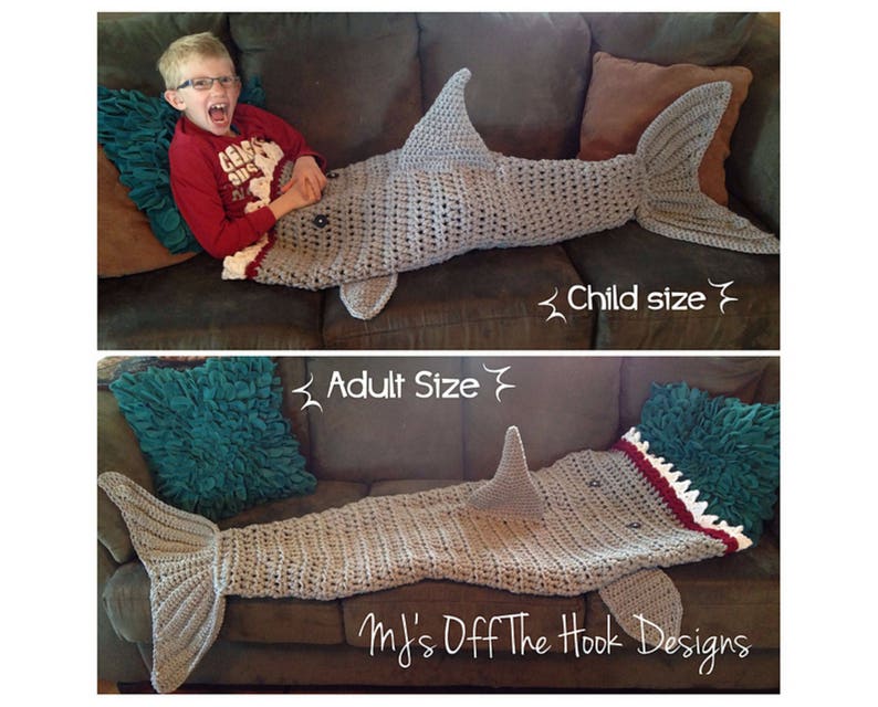 CROCHET PATTERN Shark Blanket Pdf Digital Download Bulky & Quick Shark Blanket Crochet Pattern by MJ's Off The Hook Designs image 9