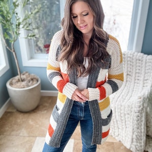 CROCHET PATTERN Everyday Striped Cardigan / Pdf Digital Download / Striped Sweater / Crochet Cardigan / image 3