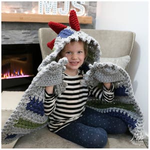 CROCHET PATTERN Dinosaur Blanket Dino Blanket Pattern Bulky & Quick Dinosaur Blanket Crochet Pattern MJ's Off The Hook Designs image 3