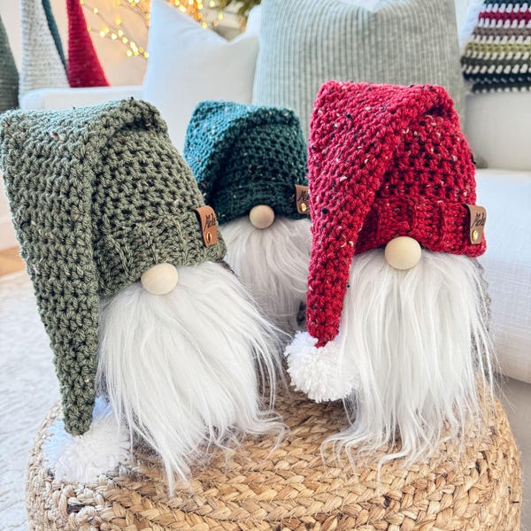 CROCHET PATTERN & VIDEO/ Rustic Farmhouse Crochet Gnome Pattern, Easy Home Decor Pattern, Holiday Gnome Pattern, Easy Crochet, Gifting, Pdf