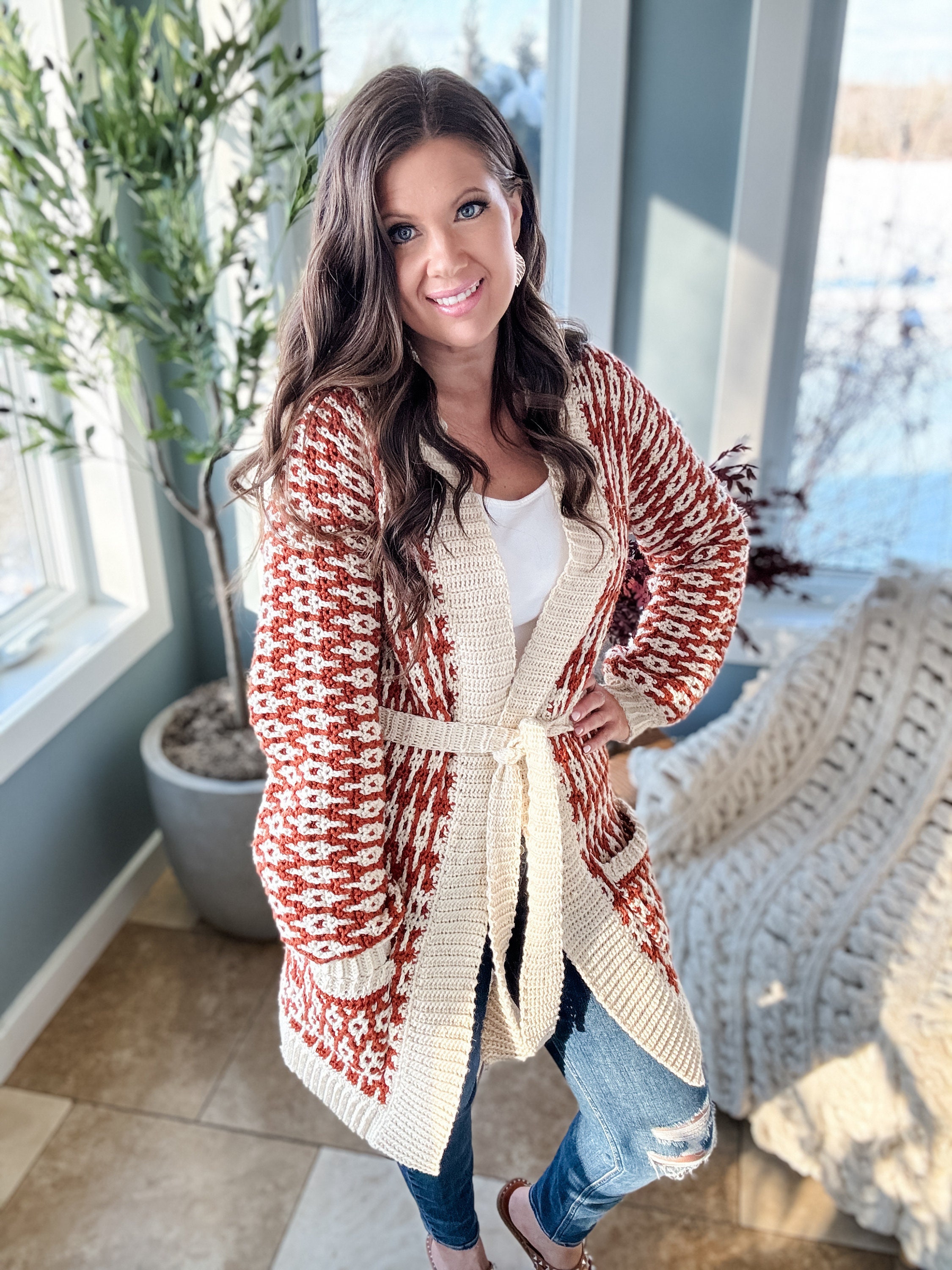 CROCHET PATTERN & VIDEO/ Hello Pumpkin Mosaic Cardigan, Inset
